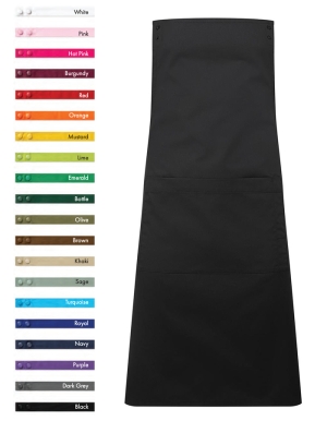 PW190 / PW191 Latzschürze Black (Bändel wählbar)