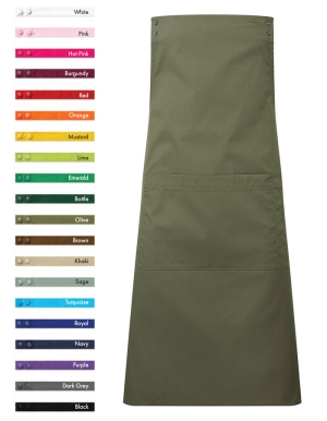 PW190 / PW191 Latzschürze Olive (Bändel wählbar)